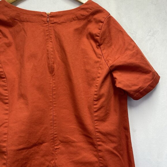 Jessica London Short Sleeve Scoop Neck Tunic Midi Dress Women 22W Rust Back Zip - Picture 15 of 16